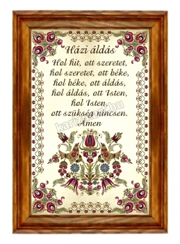 Madaras Házi áldás, Nagy falikép, kerámia kép fa keretben