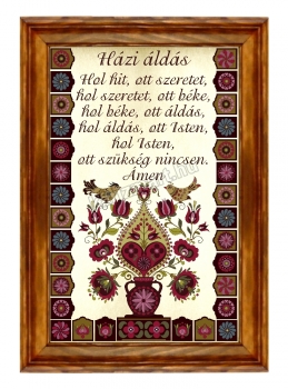 Madaras Házi áldás, Nagy Falikép, kerámia kép fa keretben